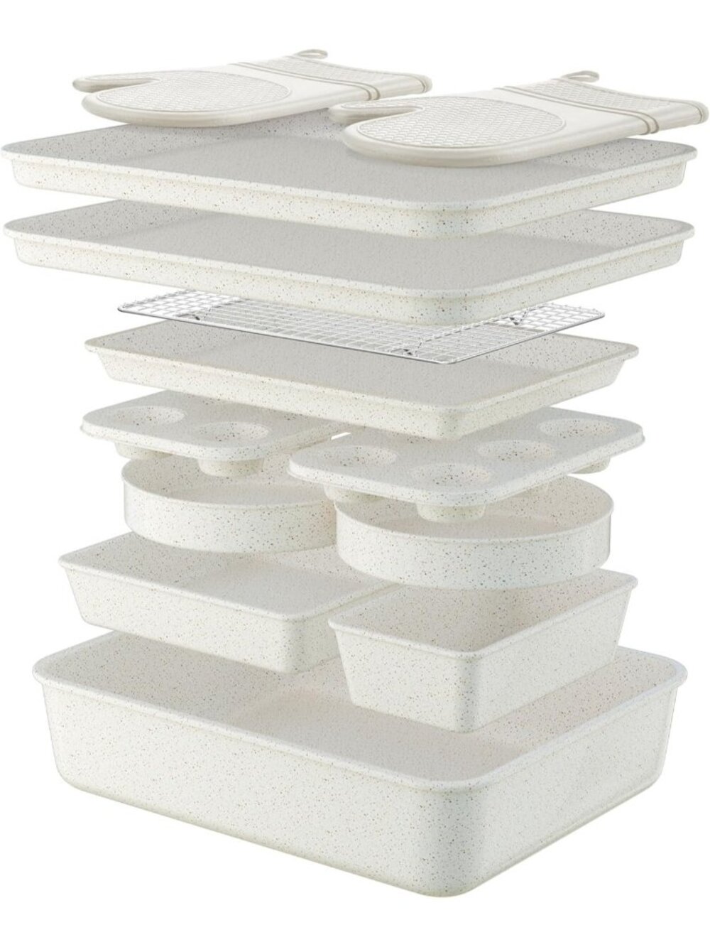 13-Piece White Includes Cookie Sheet with Rack Cake Pan Nonstick Bakeware Sets